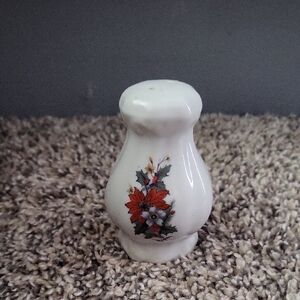 White Ceramic Salt or Pepper Shaker with Floral Design